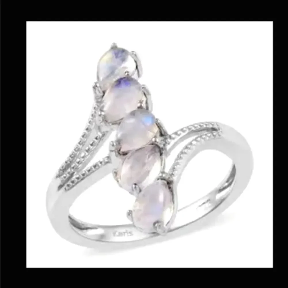 Karis Rainbow Moonstone Ring in Platinum Bond Brass (Size 7.0) 2.15 ctw